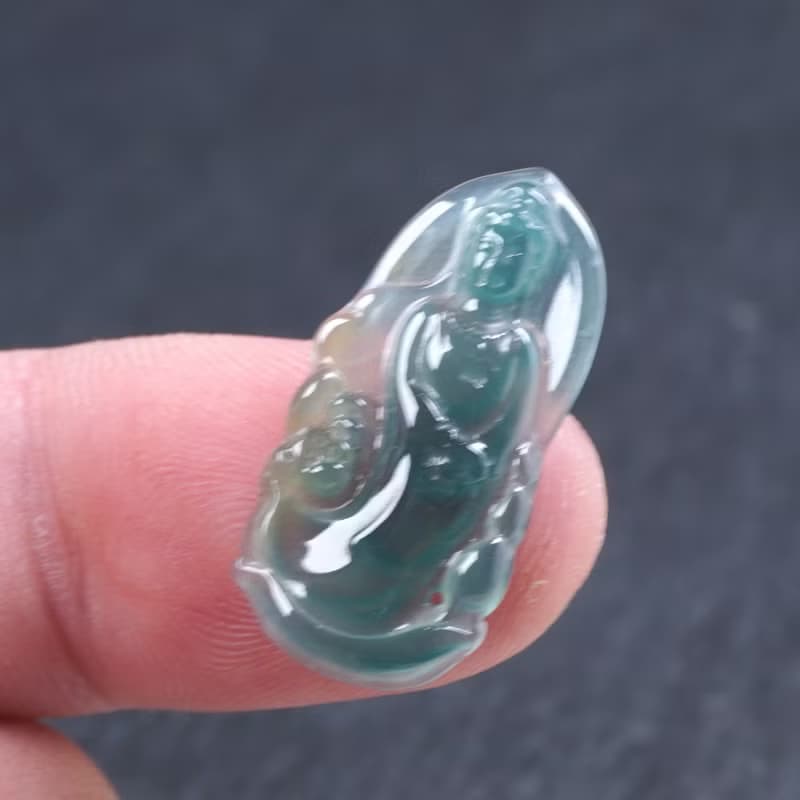 冰種藍水翡翠觀音菩薩項鍊 | 天然翡翠A貨 | 送禮