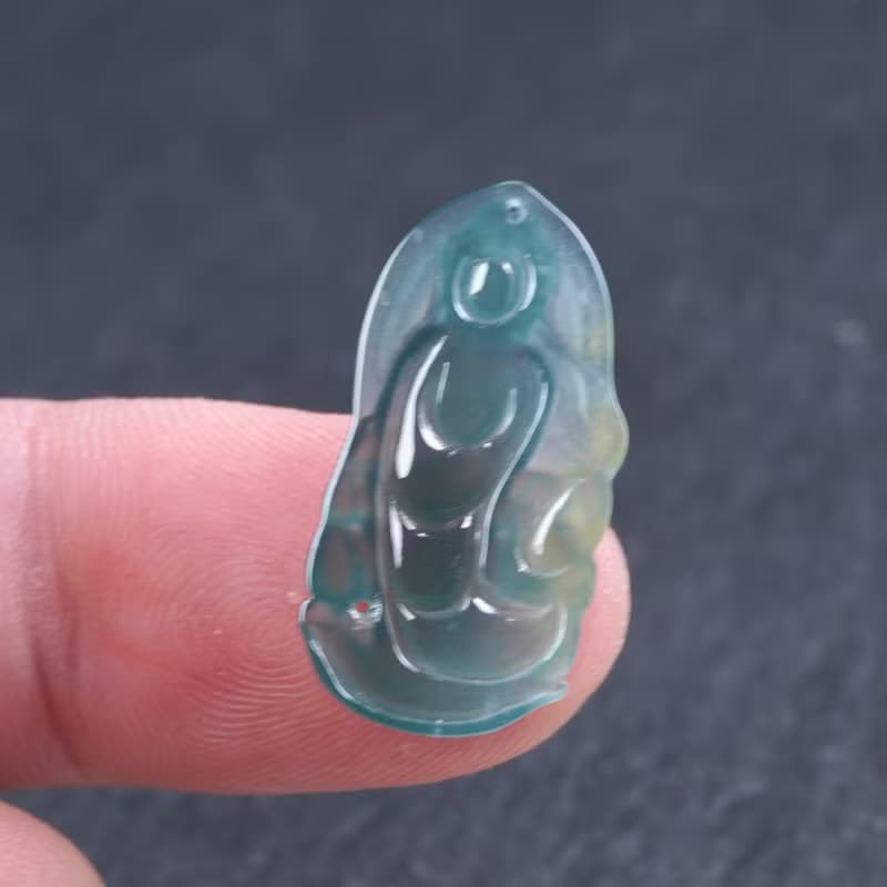 冰種藍水翡翠觀音菩薩項鍊 | 天然翡翠A貨 | 送禮