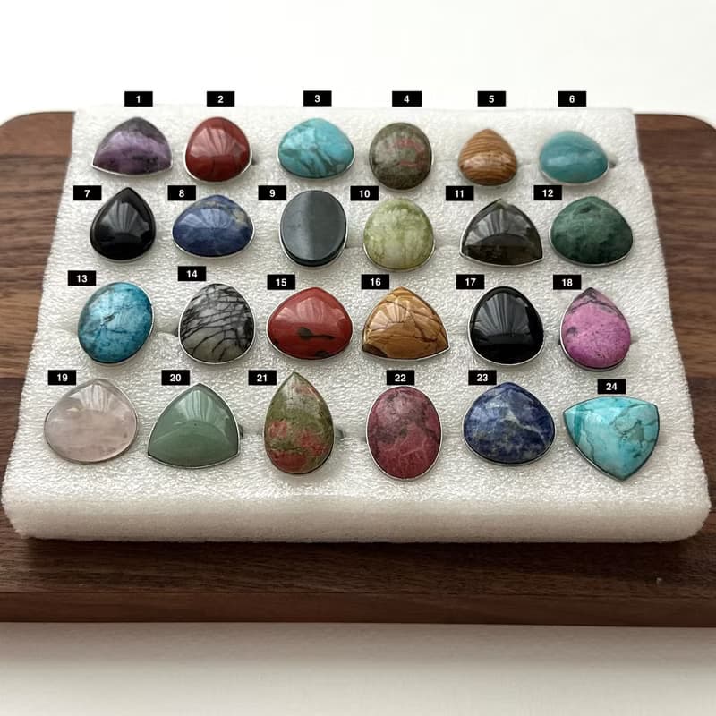 【復古寶石戒】黑瑪瑙 藍 綠東陵 紫水晶 粉晶 大理石 介指戒指