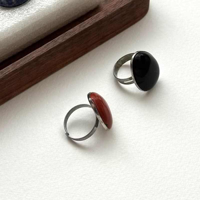 【復古寶石戒】黑瑪瑙 藍 綠東陵 紫水晶 粉晶 大理石 介指戒指