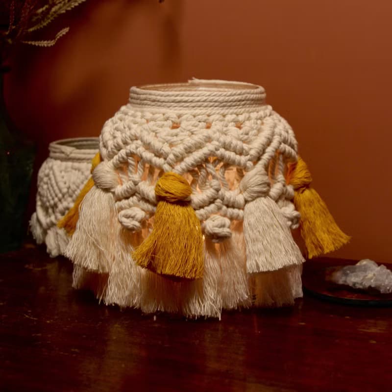 Macrame 波希米亞雙色流蘇燭台