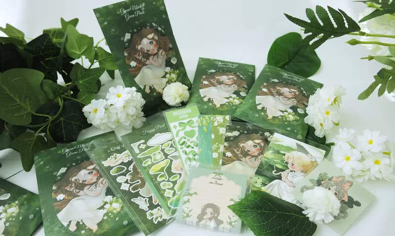 Green Sticker stationery pack