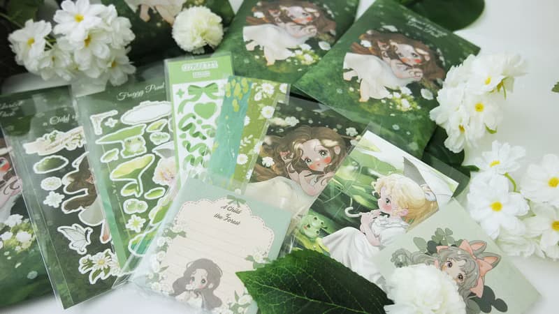 Green Sticker stationery pack