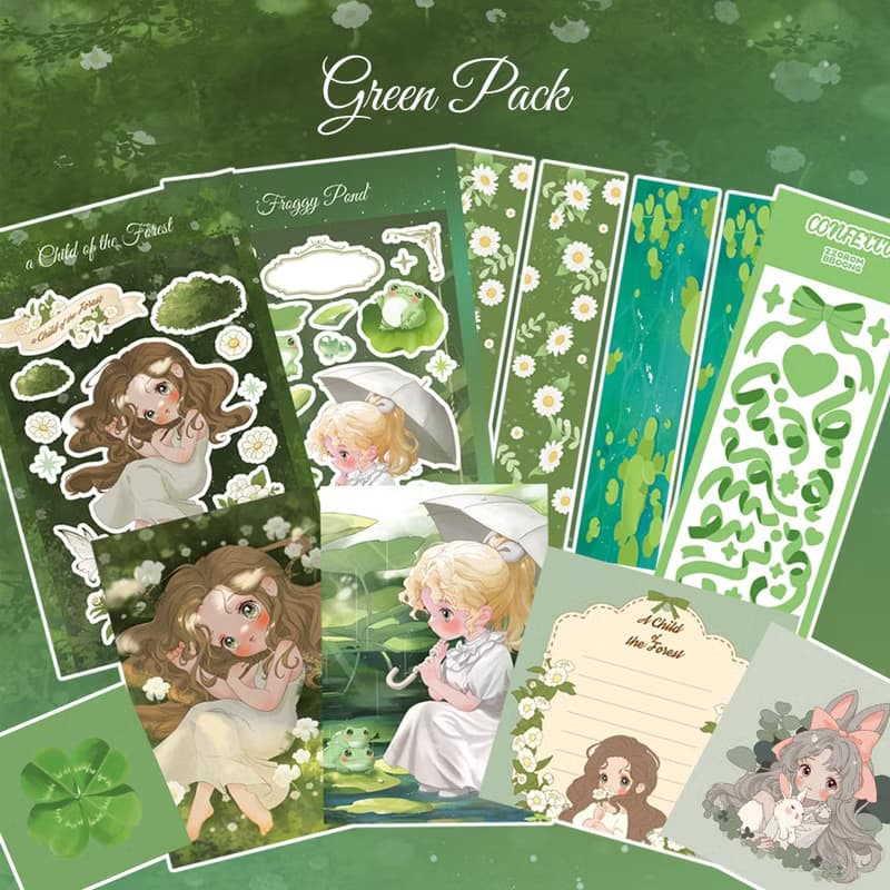 Green Sticker stationery pack