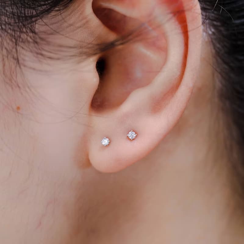 【送禮首選最佳禮物】18K天然鑽石金4爪鑲耳環/耳釘