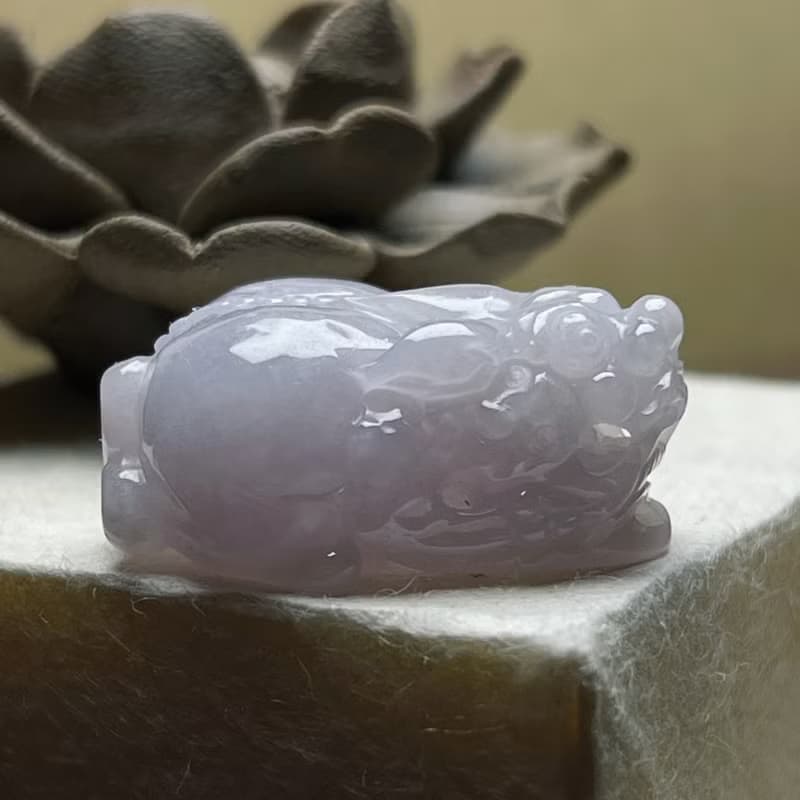 【招財神獸】冰種紫羅蘭翡翠貔貅 | 天然緬甸玉翡翠A貨 | 送禮