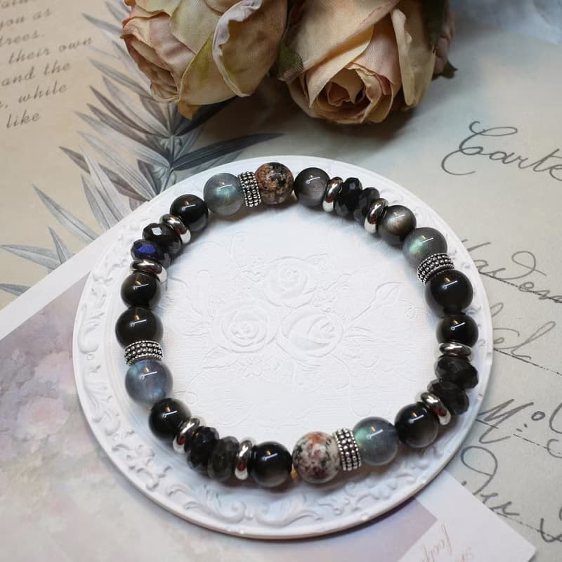 Six Cats 天然礦石 曜石與月光石的手鍊 情侶手鍊 禮物