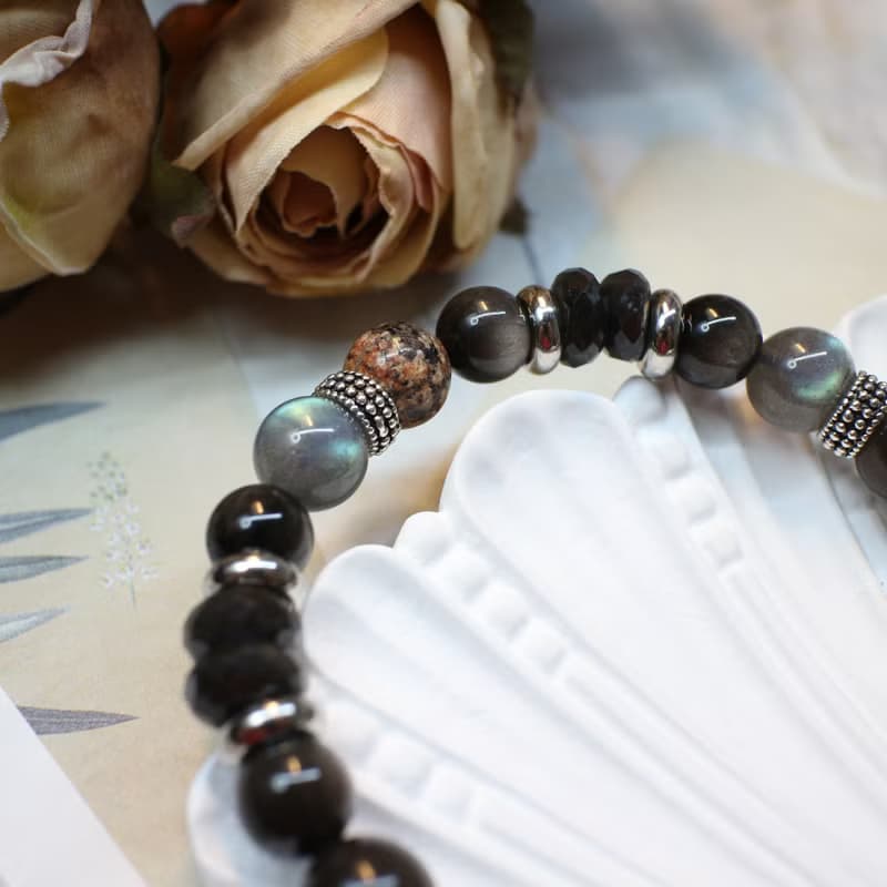 Six Cats 天然礦石 曜石與月光石的手鍊 情侶手鍊 禮物