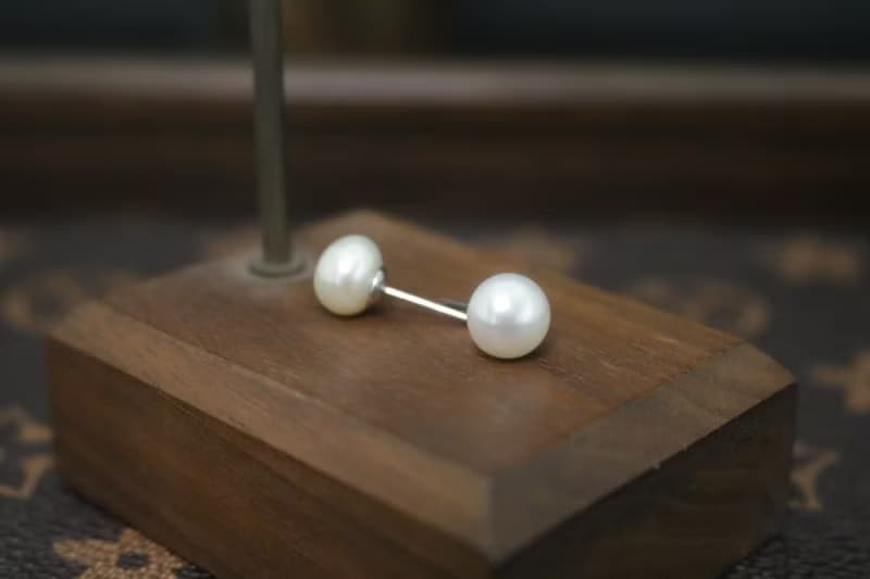 淡水珍珠純銀耳釘天然珍珠氣質款禮盒裝