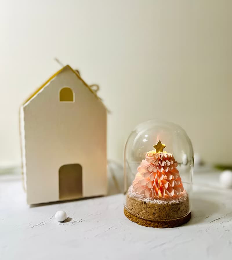 手作雪花粉聖誕樹 燈飾附卡片/DIY聖誕禮盒/材料包