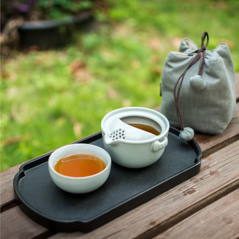 陸寶 汝窯  仙石隨手泡 1壺1杯+攜行布袋 旅行茶具