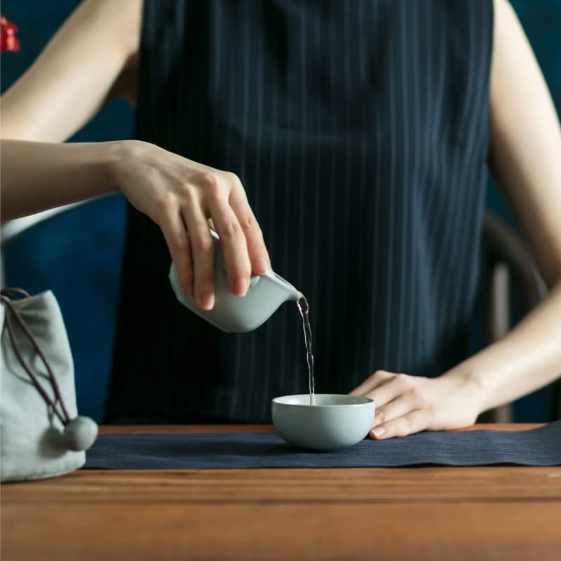 陸寶 汝窯  仙石隨手泡 1壺1杯+攜行布袋 旅行茶具