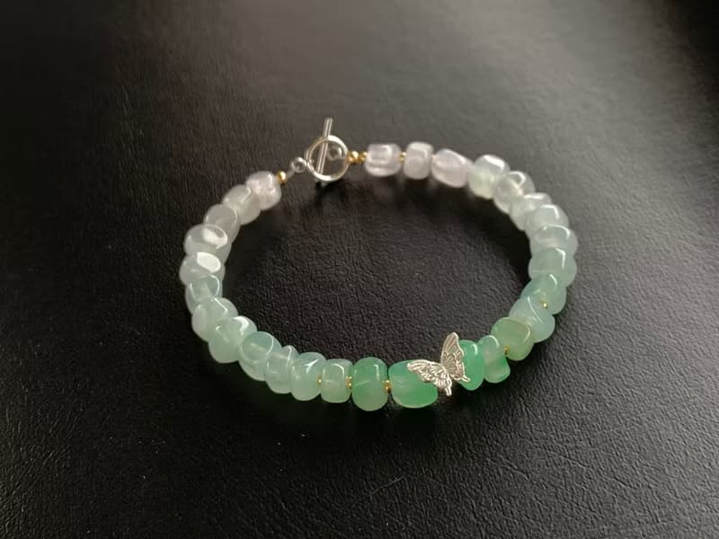 天然冰種翡翠手鍊 設計款手鍊  緬甸玉翡翠  925銀手鍊 隨形手鍊