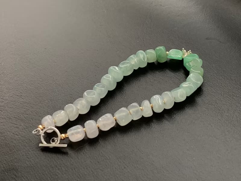 天然冰種翡翠手鍊 設計款手鍊  緬甸玉翡翠  925銀手鍊 隨形手鍊