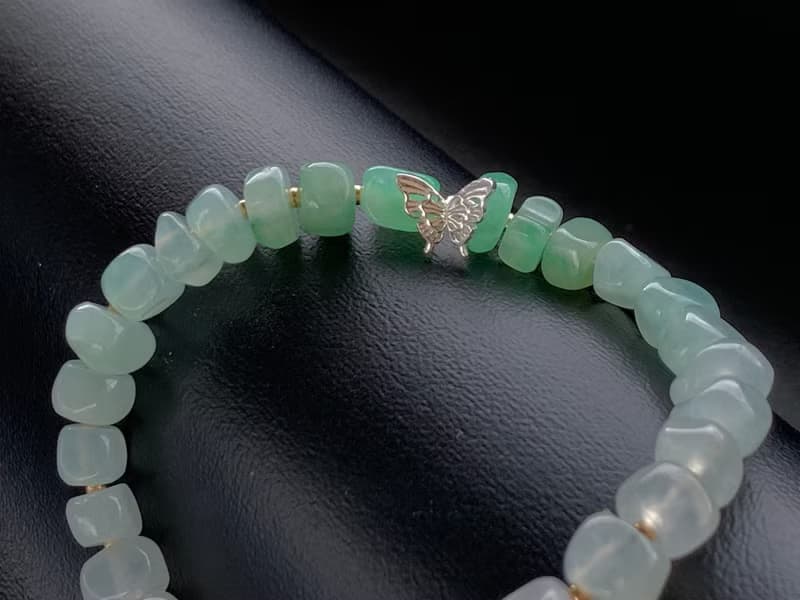 天然冰種翡翠手鍊 設計款手鍊  緬甸玉翡翠  925銀手鍊 隨形手鍊