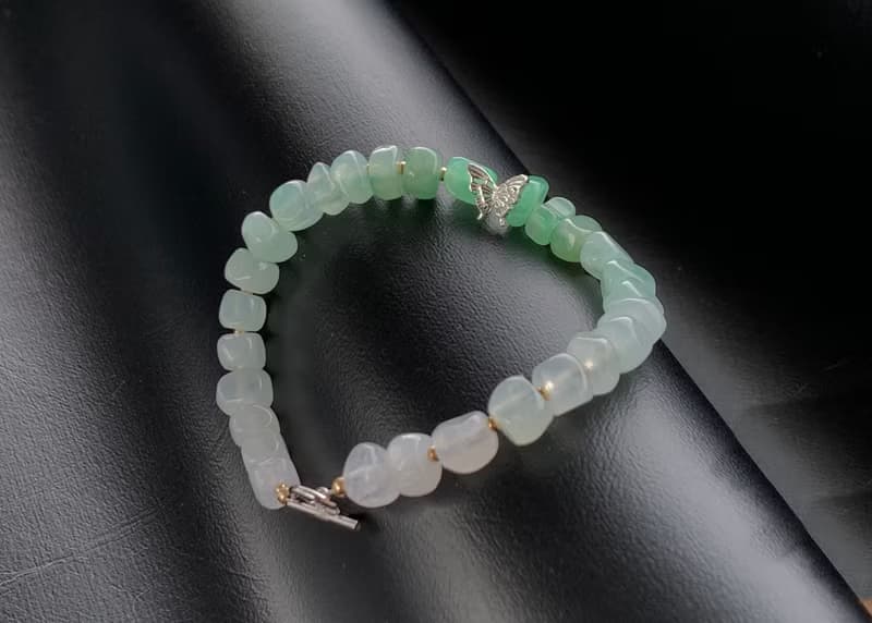天然冰種翡翠手鍊 設計款手鍊  緬甸玉翡翠  925銀手鍊 隨形手鍊