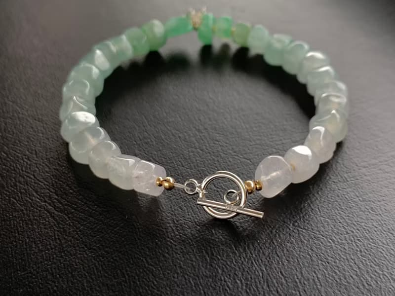 天然冰種翡翠手鍊 設計款手鍊  緬甸玉翡翠  925銀手鍊 隨形手鍊