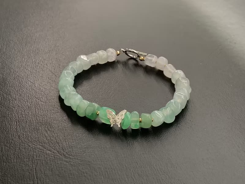 天然冰種翡翠手鍊 設計款手鍊  緬甸玉翡翠  925銀手鍊 隨形手鍊