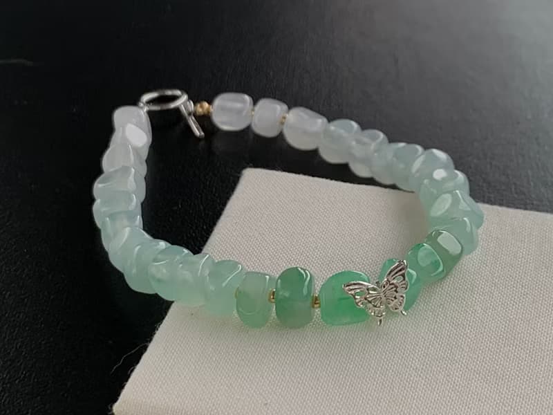 天然冰種翡翠手鍊 設計款手鍊  緬甸玉翡翠  925銀手鍊 隨形手鍊