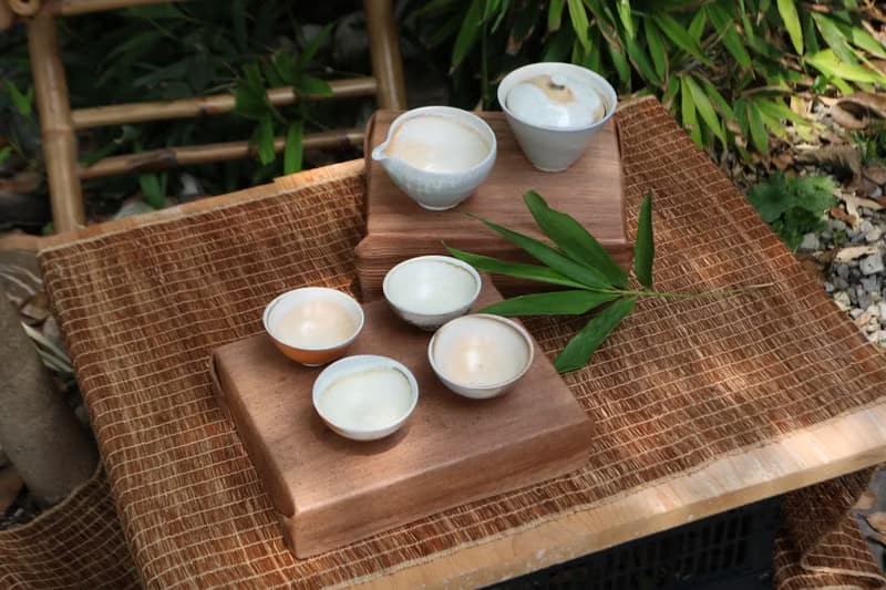 柴燒白瓷蓋碗茶器組