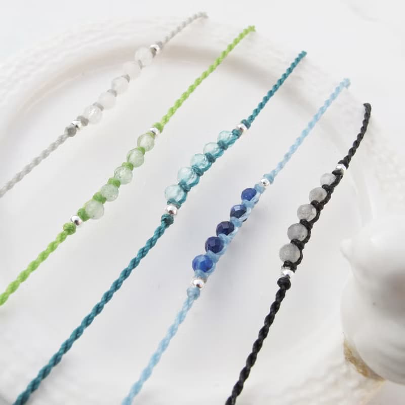 【水晶蠟繩系列】連綿1 | 小水晶 正能量極細蠟繩手鍊 | 大員囡仔