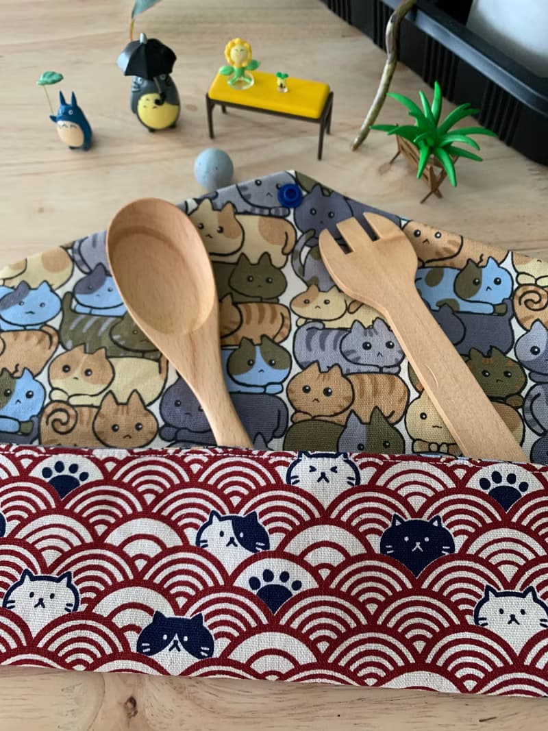 文青風環保純棉筷袋 柯基樂悠遊 質感原胚 海波紅 日本 潮物 收納