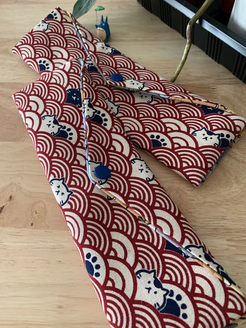 文青風環保純棉筷袋 柯基樂悠遊 質感原胚 海波紅 日本 潮物 收納