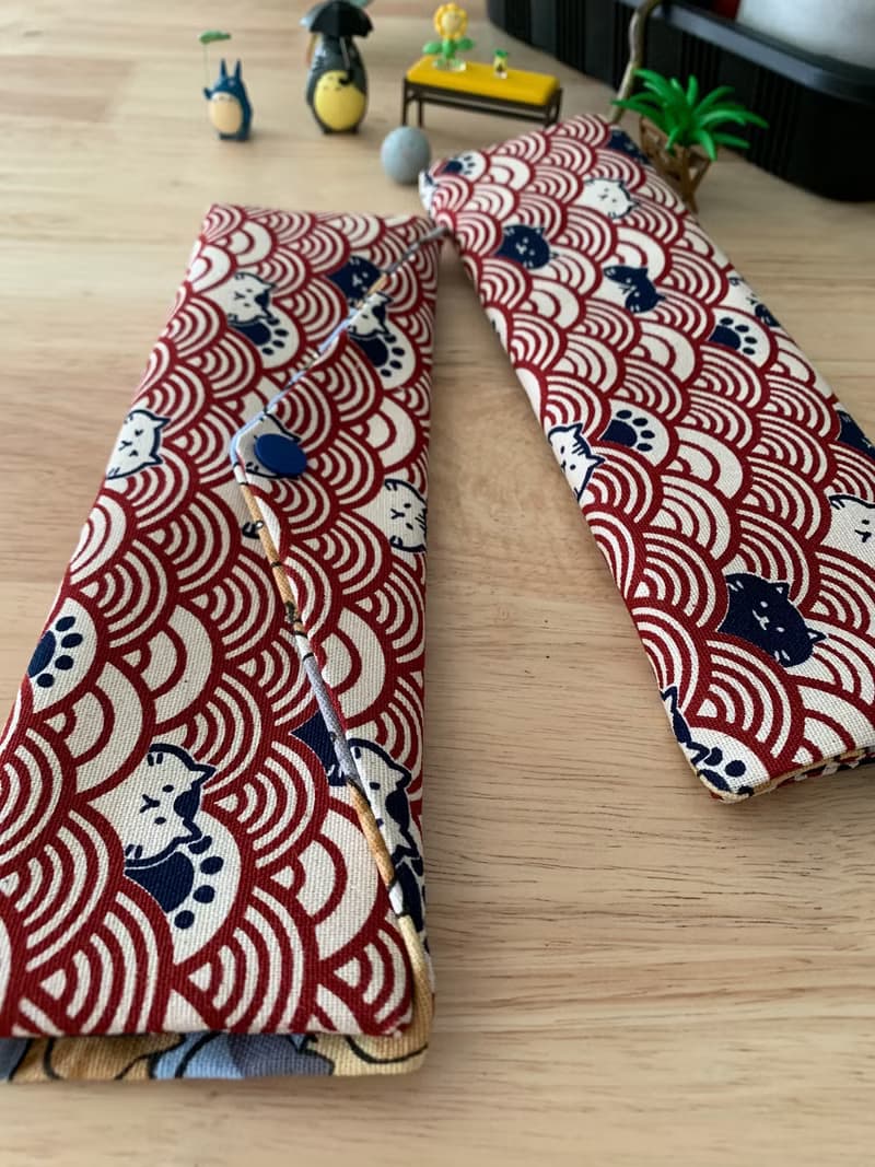 文青風環保純棉筷袋 柯基樂悠遊 質感原胚 海波紅 日本 潮物 收納