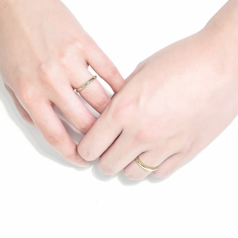 【余生】18K實金結婚戒指, 情侶對戒 - MEAS 104AB