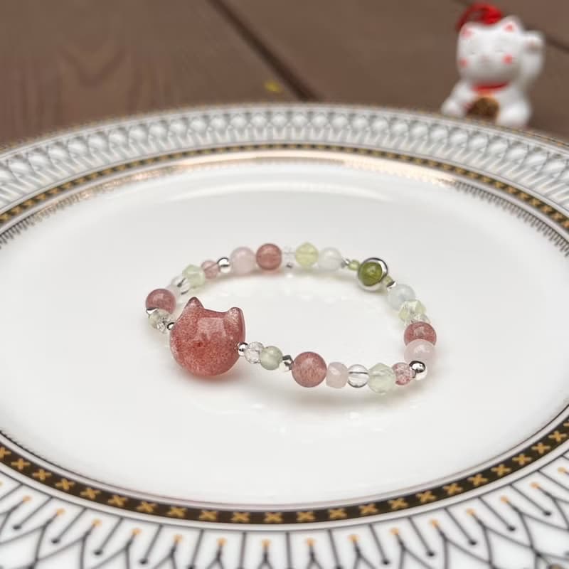 【青梅と染井吉野桜】貓咪頭水晶手鍊