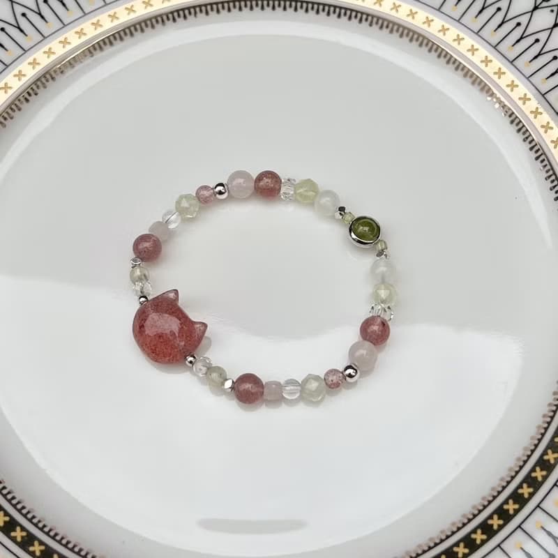 【青梅と染井吉野桜】貓咪頭水晶手鍊