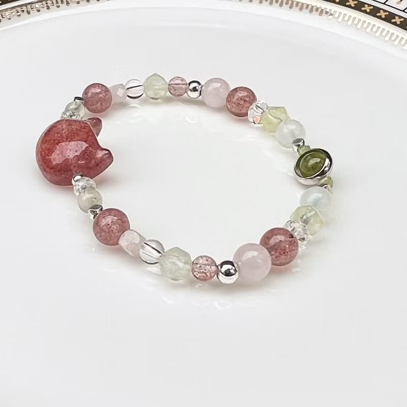 【青梅と染井吉野桜】貓咪頭水晶手鍊