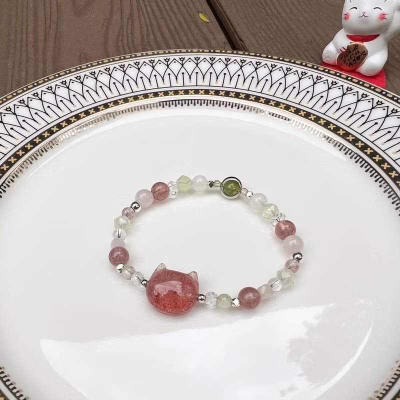 【青梅と染井吉野桜】貓咪頭水晶手鍊