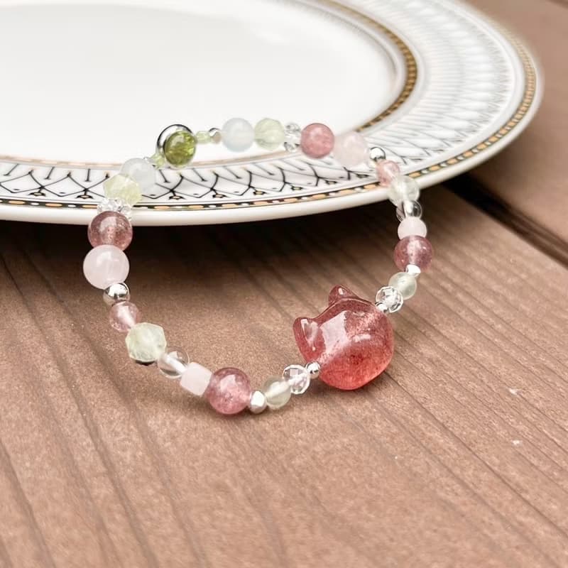 【青梅と染井吉野桜】貓咪頭水晶手鍊