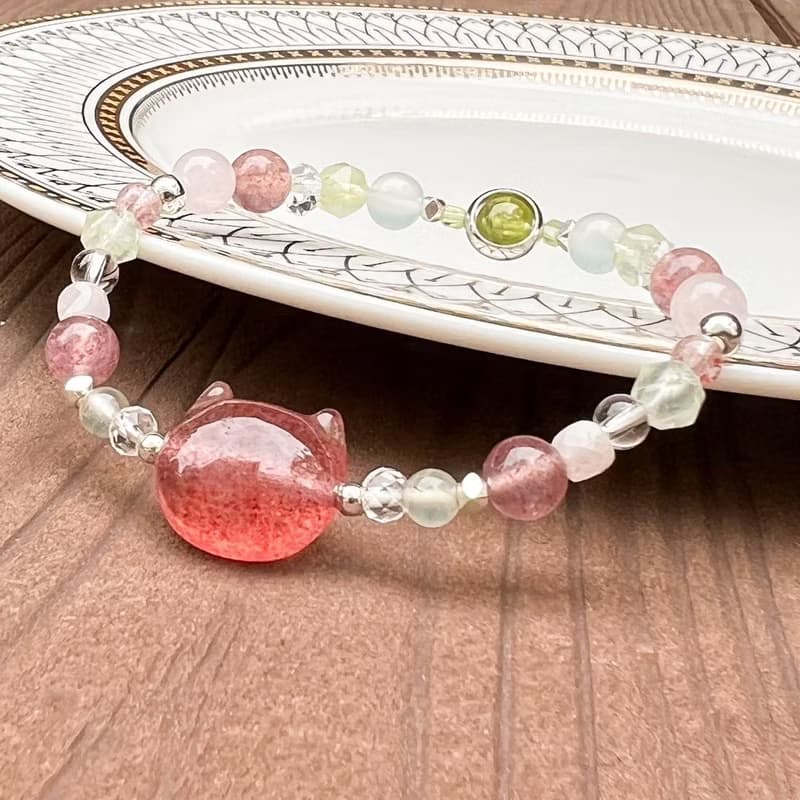 【青梅と染井吉野桜】貓咪頭水晶手鍊