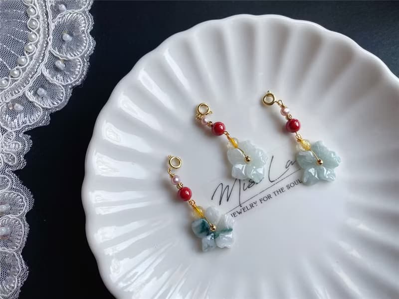 天然緬甸玉翡翠 有錢花 隨意扣 滴溜 項鍊 手鍊配飾 禮物