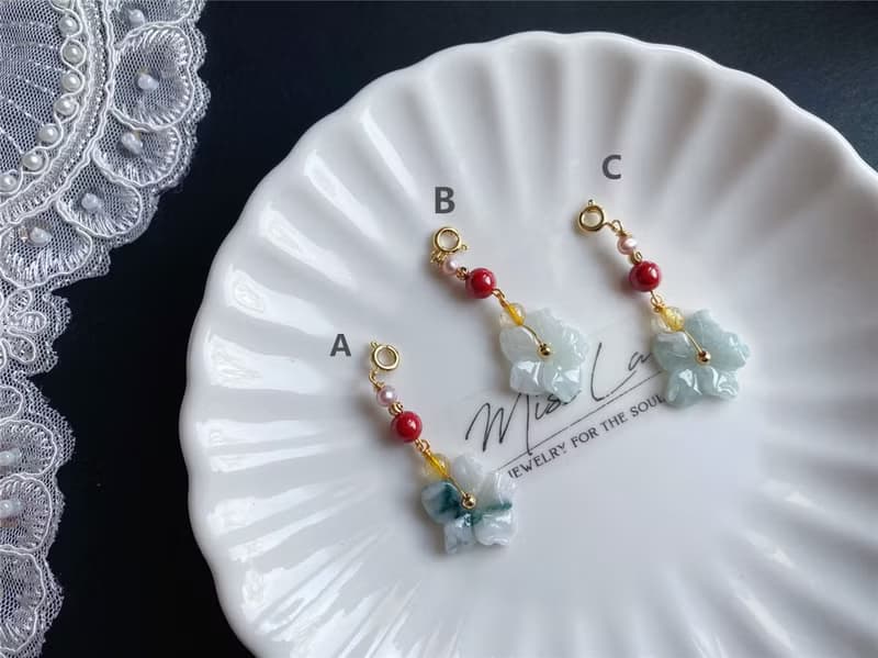 天然緬甸玉翡翠 有錢花 隨意扣 滴溜 項鍊 手鍊配飾 禮物