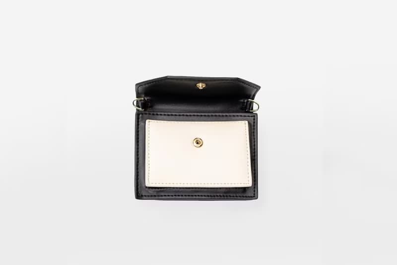 Micro Cedar Bag 素皮革拼色卡包 零錢包 斜背包 黑色x米白色
