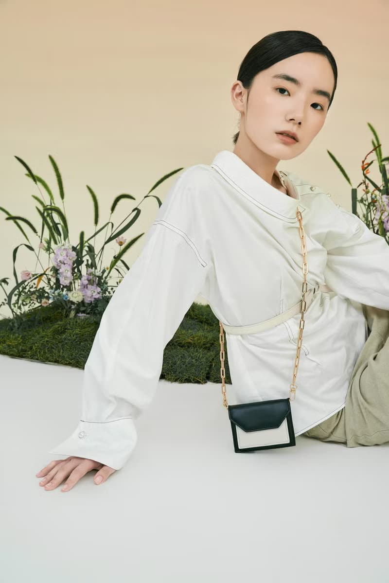 Micro Cedar Bag 素皮革拼色卡包 零錢包 斜背包 黑色x米白色