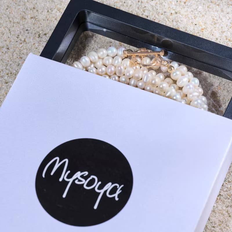 天然白色淡水珍珠長項鍊 5–6mm 金色OT扣 優雅知性 紀念日禮物