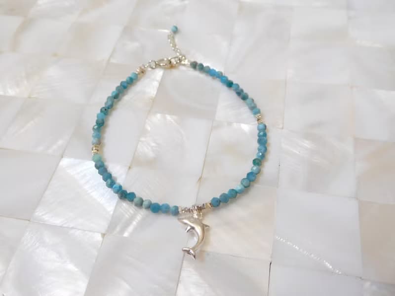 純銀Q海豚磷灰石手鍊