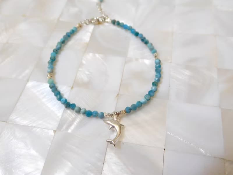 純銀Q海豚磷灰石手鍊