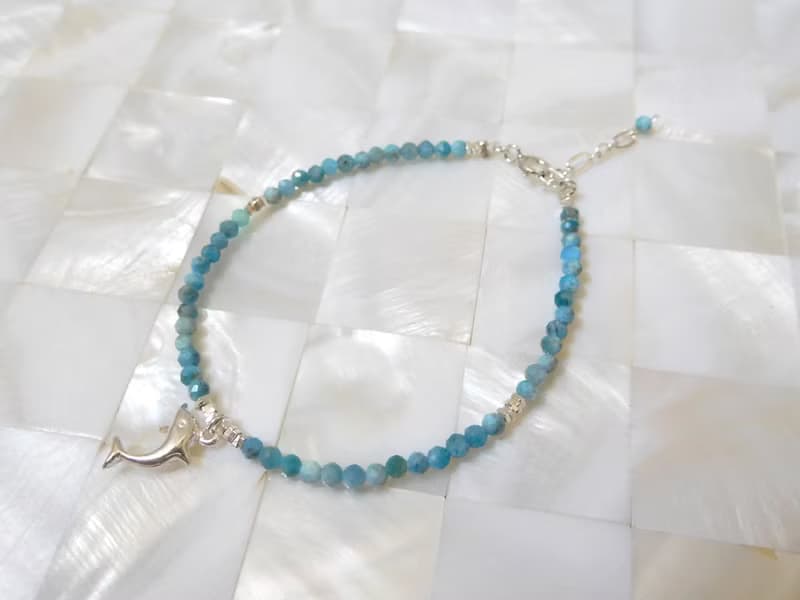 純銀Q海豚磷灰石手鍊