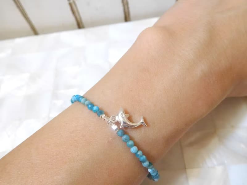 純銀Q海豚磷灰石手鍊