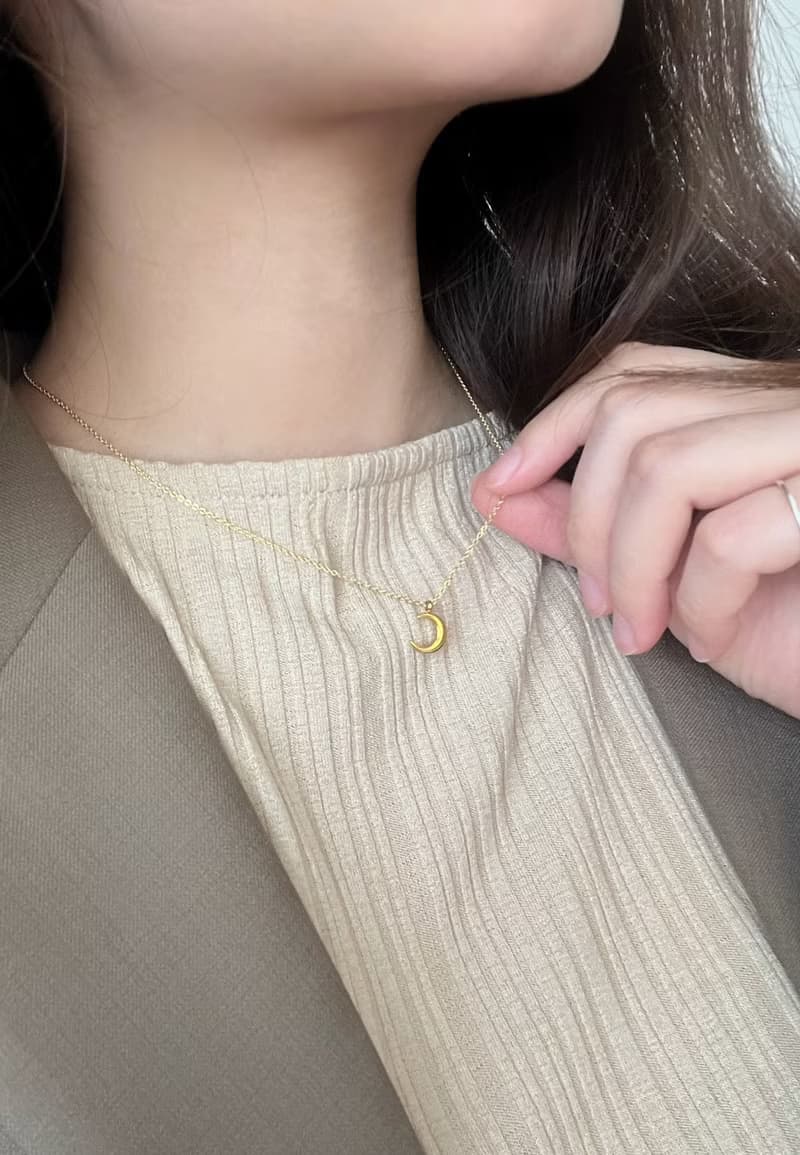 【精緻禮盒】金色月亮項鍊－弦月 #百搭 雙面佩戴 精緻節