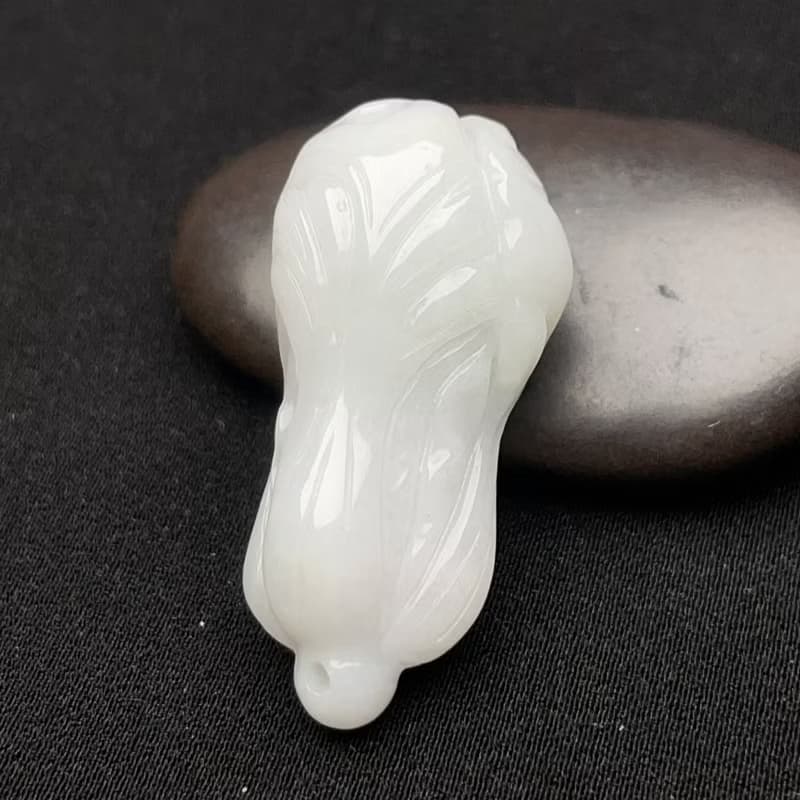 冰糯翡翠白菜吊飾 | 天然緬甸玉翡翠A貨