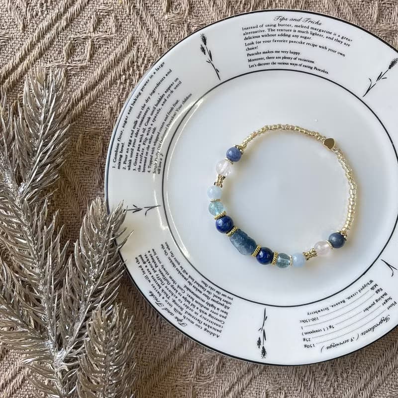 藍晶石平安貔貅彈性手鍊