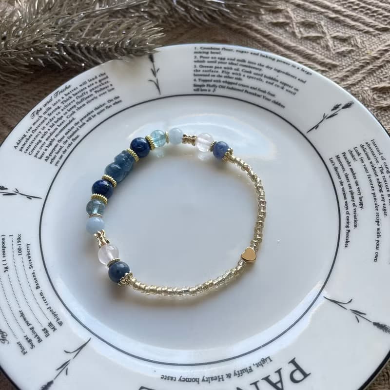 藍晶石平安貔貅彈性手鍊