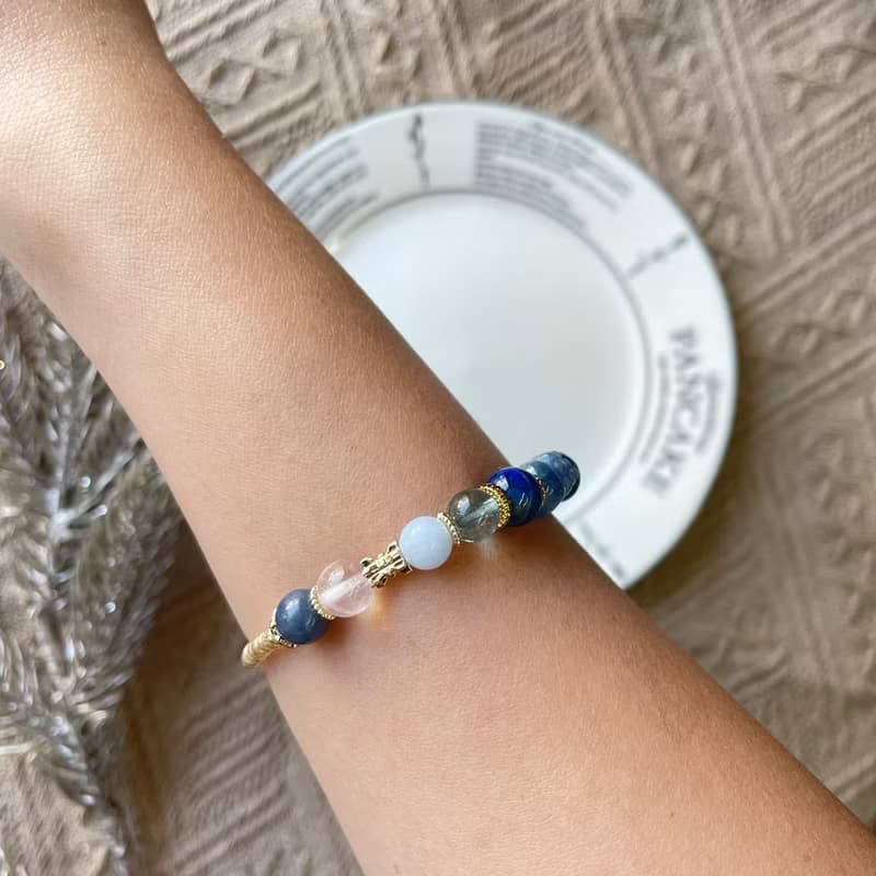 藍晶石平安貔貅彈性手鍊