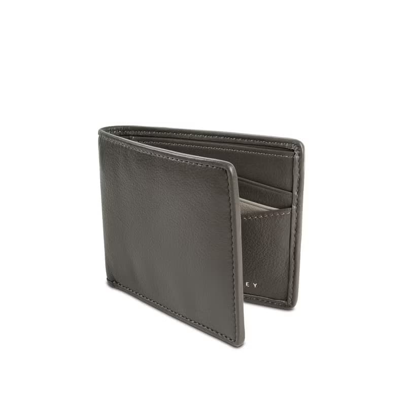 【男士禮物】Liam RFID防盜皮革雙摺錢包- 暴風灰色 可加購印名